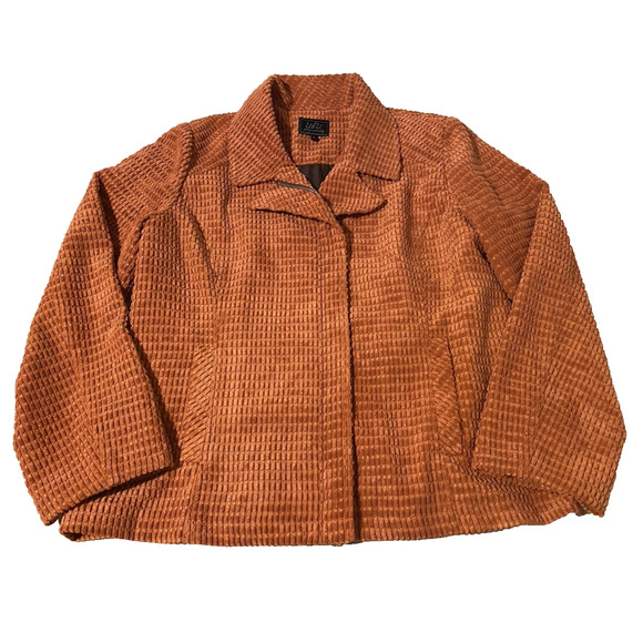 UBU Jacket Womens XL Extra-Large Orange Waffle Weave Cottage Core Fall Jacket - Picture 1 of 15